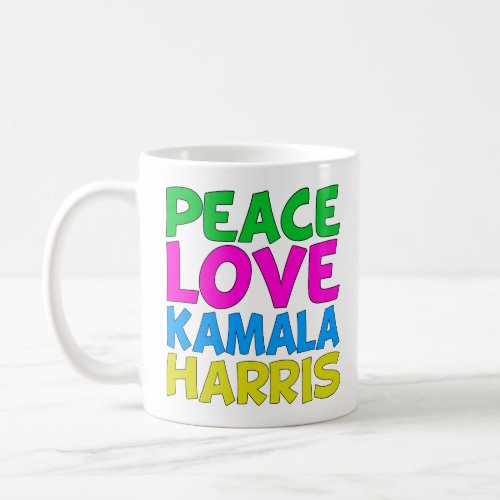 Peace Love Kamala Harris Cute Election Coffee Mug