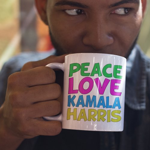 Peace Love Kamala Harris Cute Election Coffee Mug