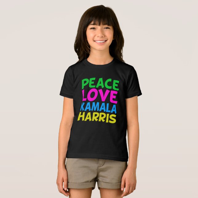 Peace Love Kamala Harris Cute Kids Tri-Blend Shirt (Front Full)