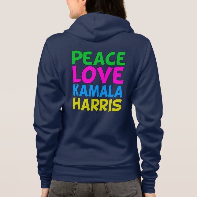 Peace Love Kamala Harris Cute Women's Hoodie (Back)