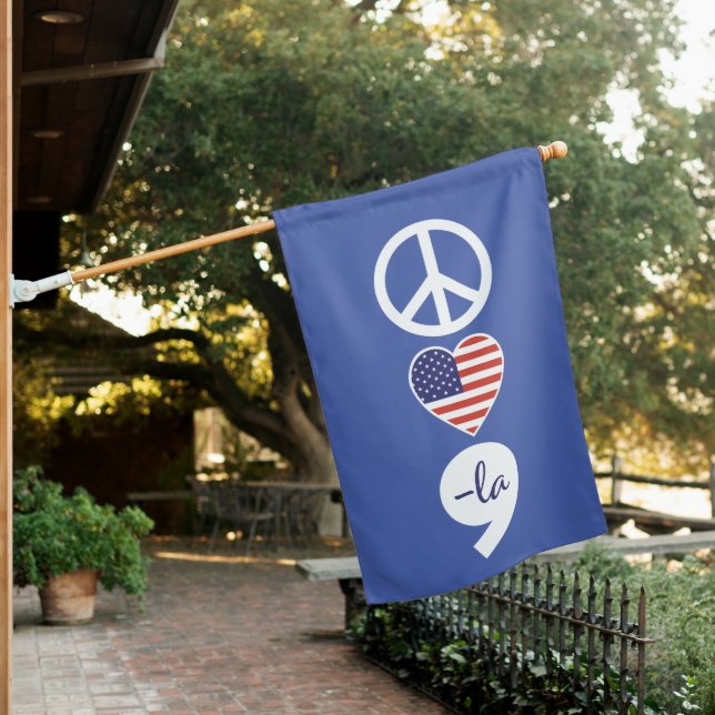 Peace Love Kamala House Flag (In SItu)