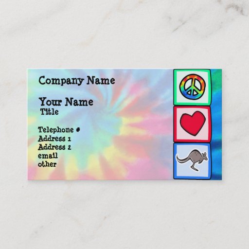 Customizable Peace, Love, Kangaroos Business Cards