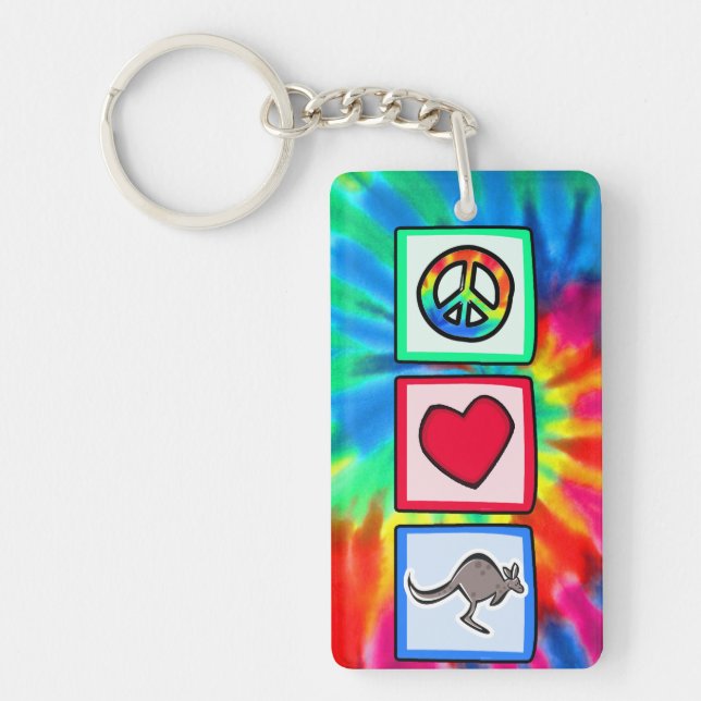 Peace, Love, Kangaroos Keychain (Front)