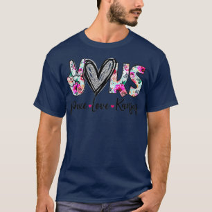 Peace Love Kansas Vinatge Floral Kansas Lovers T-Shirt
