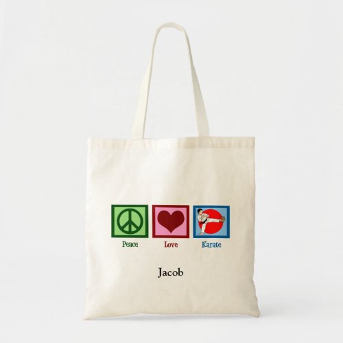 Peace Love Karate Kick Custom Tote Bag