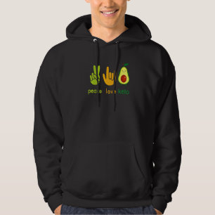 Peace Love Keto Funny Painter Avocado Hand Sign De Hoodie
