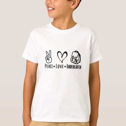 Peace Love Kindergarten Back to School 2020 T_Shirt