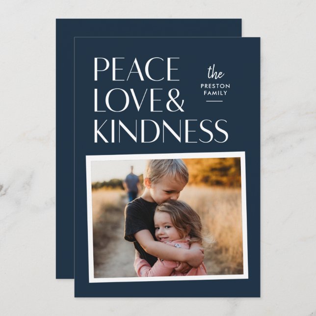 Peace Love & Kindness Holiday Christmas Photo Card (Front/Back)