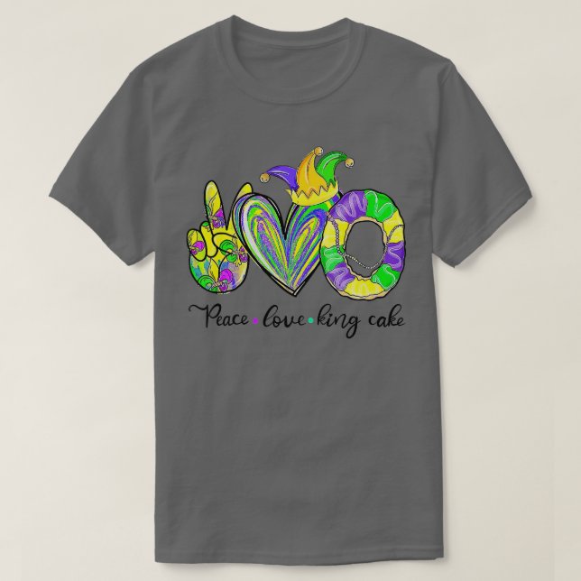 Peace Love King Cake Mardi Gras  Men Women Kids (1 T-Shirt (Design Front)