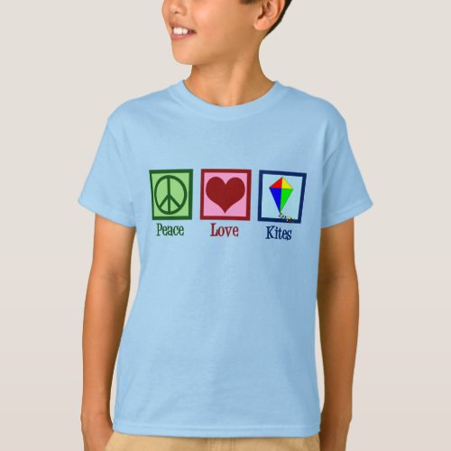 Peace Love Kites Cute Kite Festival Kids T_Shirt