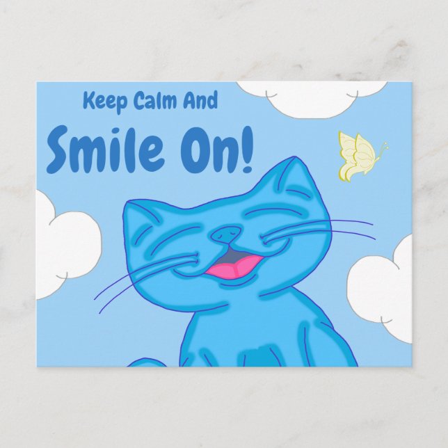 Peace Love Kitty Smiles | Milo Blue Cat Postcard (Front)