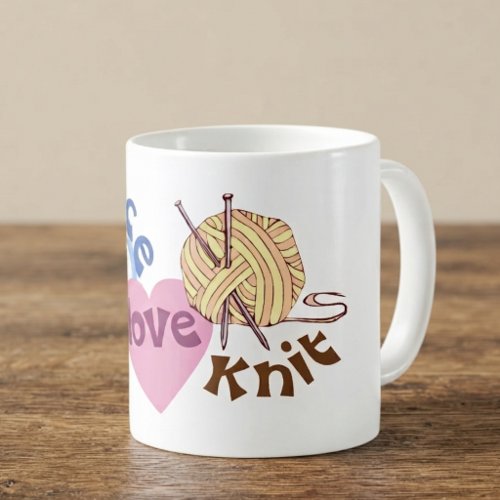 Peace Love Knit Coffee Mug