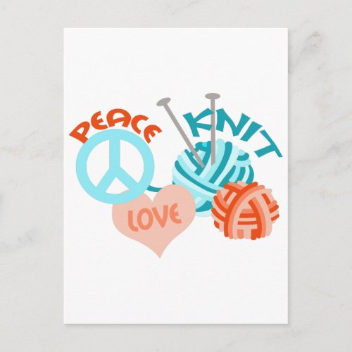 PEACE LOVE KNIT POSTCARD