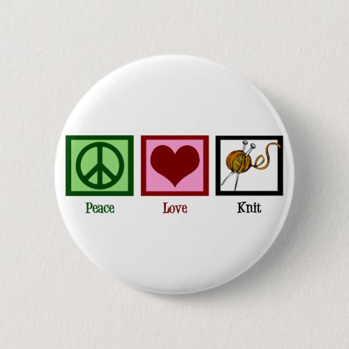 Peace Love  Knitting Button