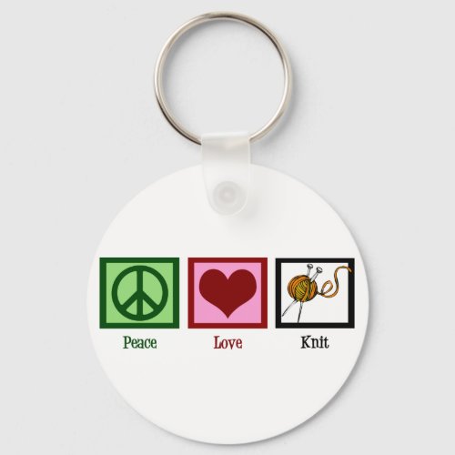 Peace Love  Knitting Keychain