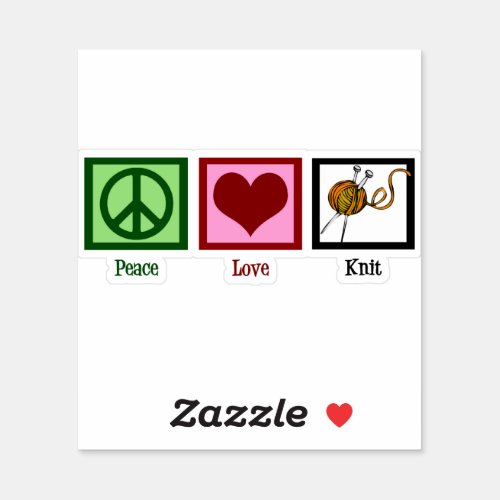 Peace Love Knitting Sticker