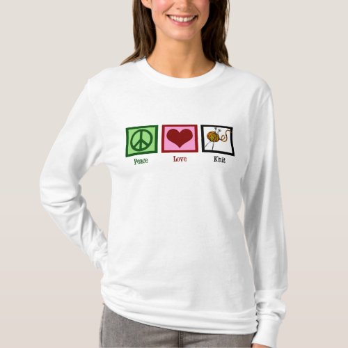 Peace Love  Knitting T_Shirt