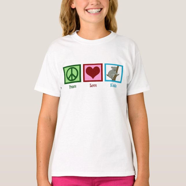 Peace Love Koala Bear Cute Kids T-Shirt (Front)