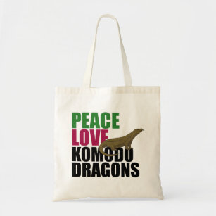 Peace Love Komodo Dragons Tote Bag