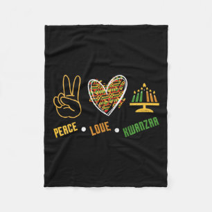 Peace Love Kwanzaa Kinara African American Black C Fleece Blanket