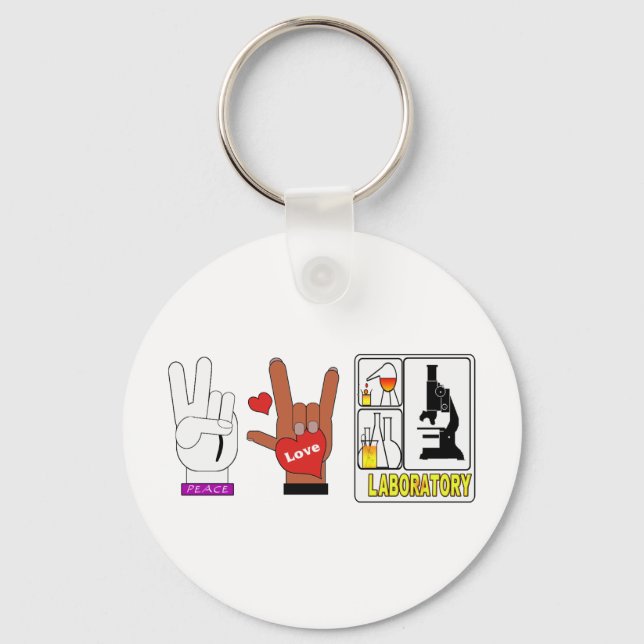 PEACE LOVE LABORATORY KEYCHAIN (Front)
