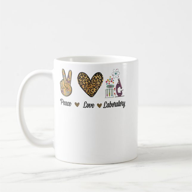 Peace Love Laboratory Lab Research Leopard Men Wom Coffee Mug (Left)