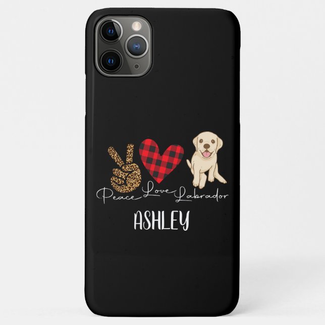Peace Love Labrador Retriever Plaid Cute Dog Lover Case-Mate iPhone Case (Back)