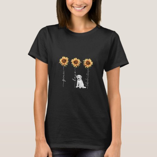 Peace Love Labrador Retriever Sunflower Dog Lovers T_Shirt