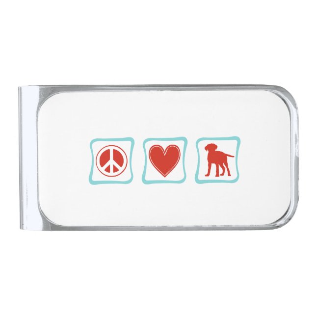 Peace Love Labrador Retrievers Squares Silver Finish Money Clip (Front)