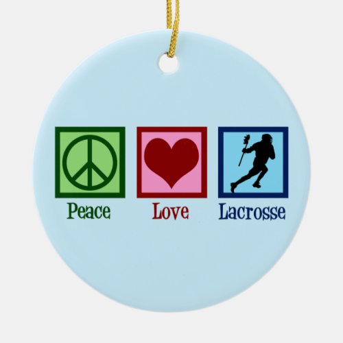 Peace Love Lacrosse Christmas Ceramic Ornament