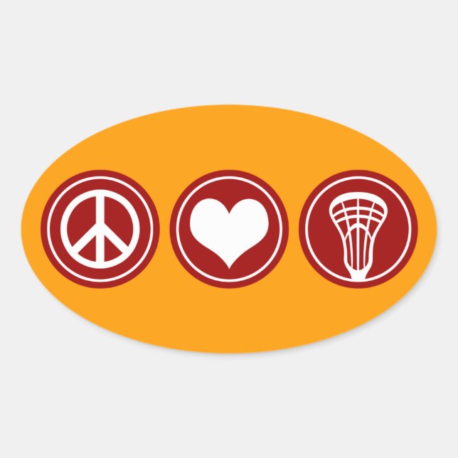 Peace Love Lacrosse design Oval Sticker (Front)