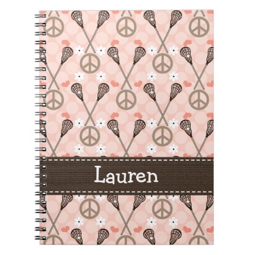 Peace Love Lacrosse Lax Spiral Notebook Journal
