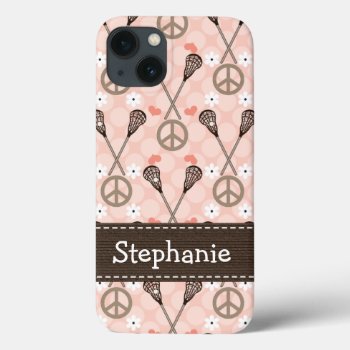 Peace Love Lacrossse Iphone 13 Case by cutecases at Zazzle