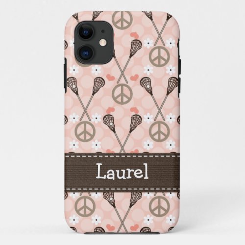 Peace Love Lacrossse iPhone 11 Case