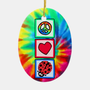 Peace, Love, Ladybugs Ceramic Ornament