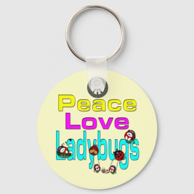 Peace Love Ladybugs Keychain (Front)