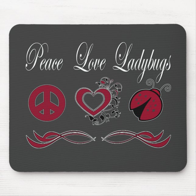 Peace Love Ladybugs Mouse Pad (Front)