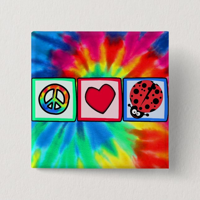 Peace, Love, Ladybugs Pinback Button (Front)