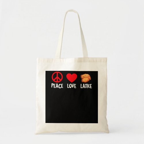 Peace Love Latke Funny Hannukah Jewish Food Tote Bag