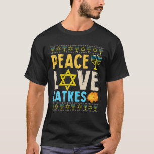 Peace Love Latkes Funny Hanukkah Chanukah Jewish C T-Shirt