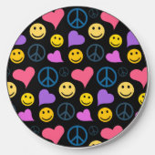 Peace Love Laugh Black Wireless Charger (Front)
