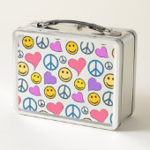 Peace Love Laugh Cute Metal Lunch Box (Back)