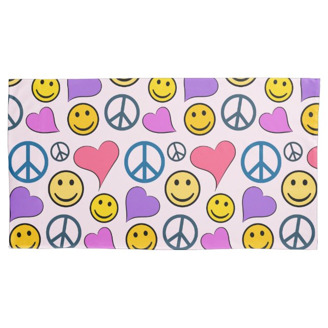 Peace Love Laugh Cute Pillow Case (Front)