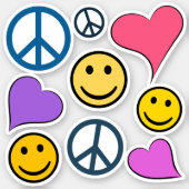 Peace Love Laugh Cute Sticker (Front)