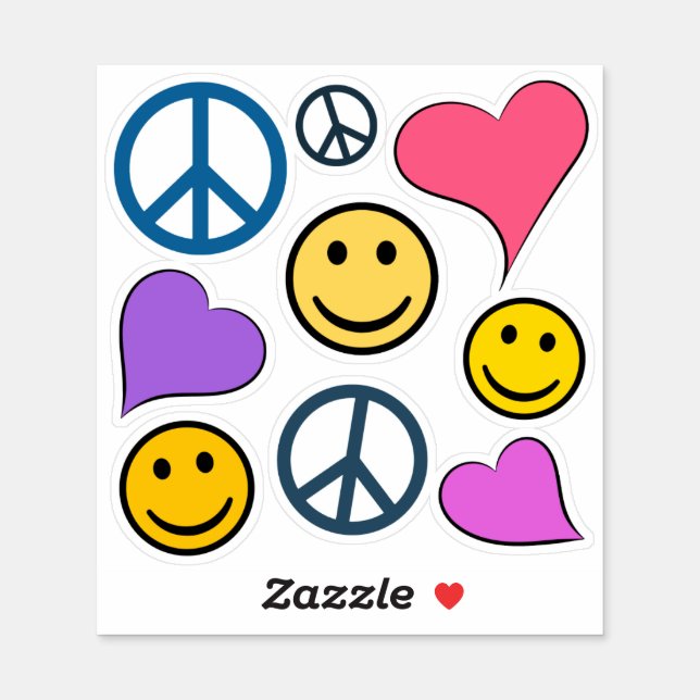 Peace Love Laugh Cute Sticker (Sheet)