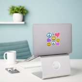 Peace Love Laugh Cute Sticker (Laptop On Desk)