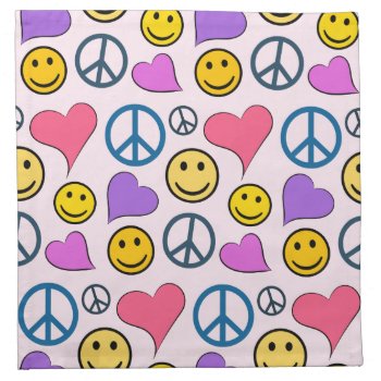 Peace Love Laugh Pattern Cloth Napkin by ironydesigns at Zazzle
