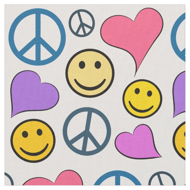 Peace Love Laugh Pattern Fabric (Close Up)