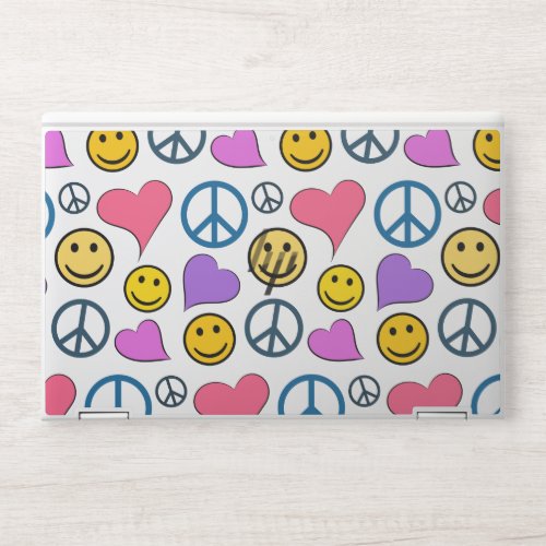 Peace Love Laugh Pattern HP Laptop Skin