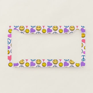 Peace Love Laugh Pattern License Plate Frame